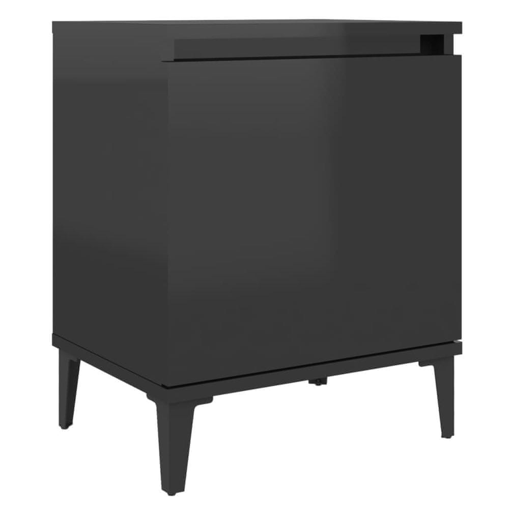 Vidaxl Nočný stolík kovové nohy lesklý čierny 40x30x50 cm